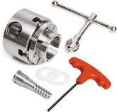 CK-G2.75 2.75" 4 Jaw Key Self-Centering Chuck, Thread 1"X8TPI, with Dovetail Jaws, Wood Screw, Two Nylon Washers, T Handle Allen Key for Woodturning Lathe.